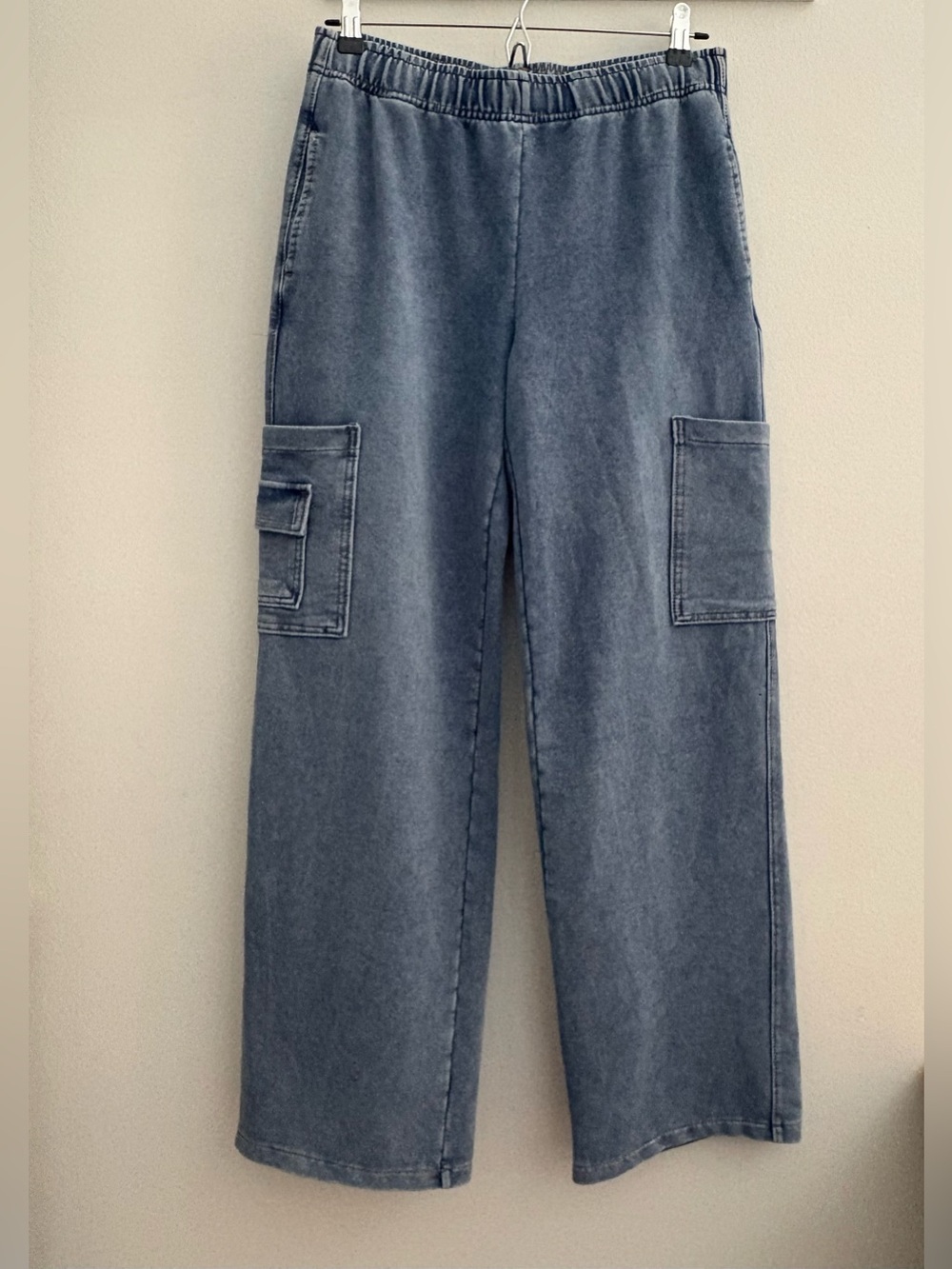 Vanilla Star Washed Blue Wide-Leg Cargo Jeans Size: S Soft & Comfy